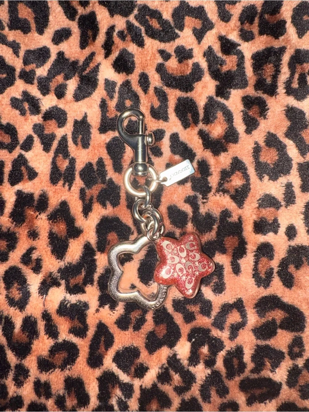 Coach Pink Star Charm Keychain - Signature Logo Accent